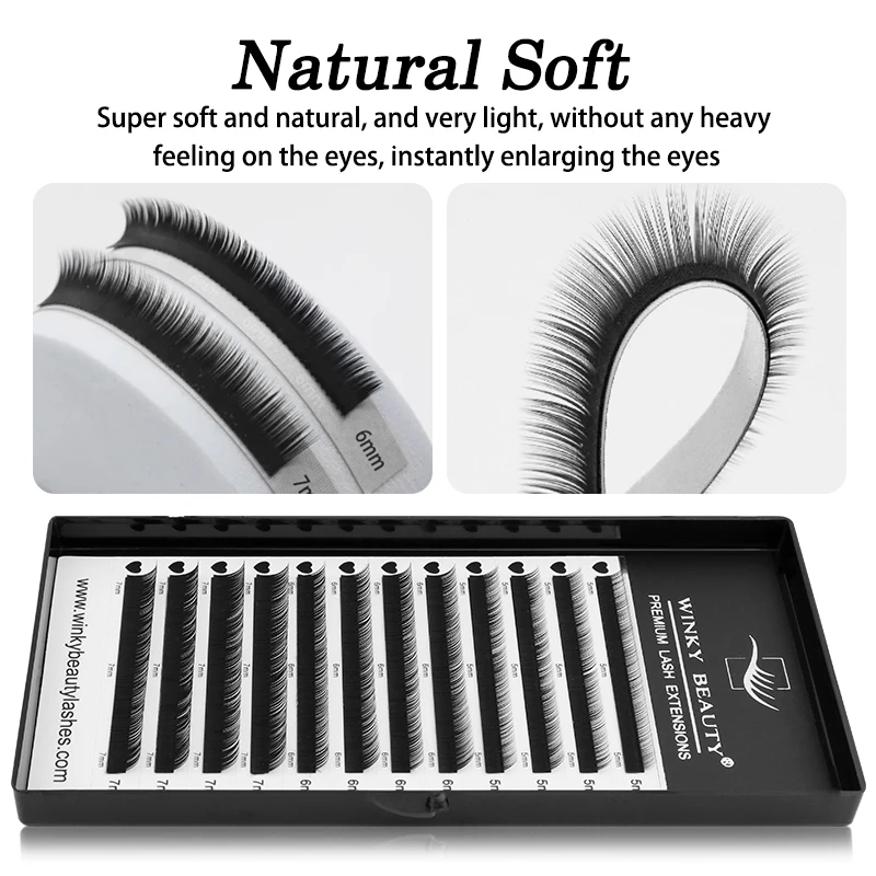 winky beauty Bottom Eyelash Extension Individual Natural Soft B/C Curl 5-7 Mix Short Mink 0.07/0.10 Lashes for Makeup