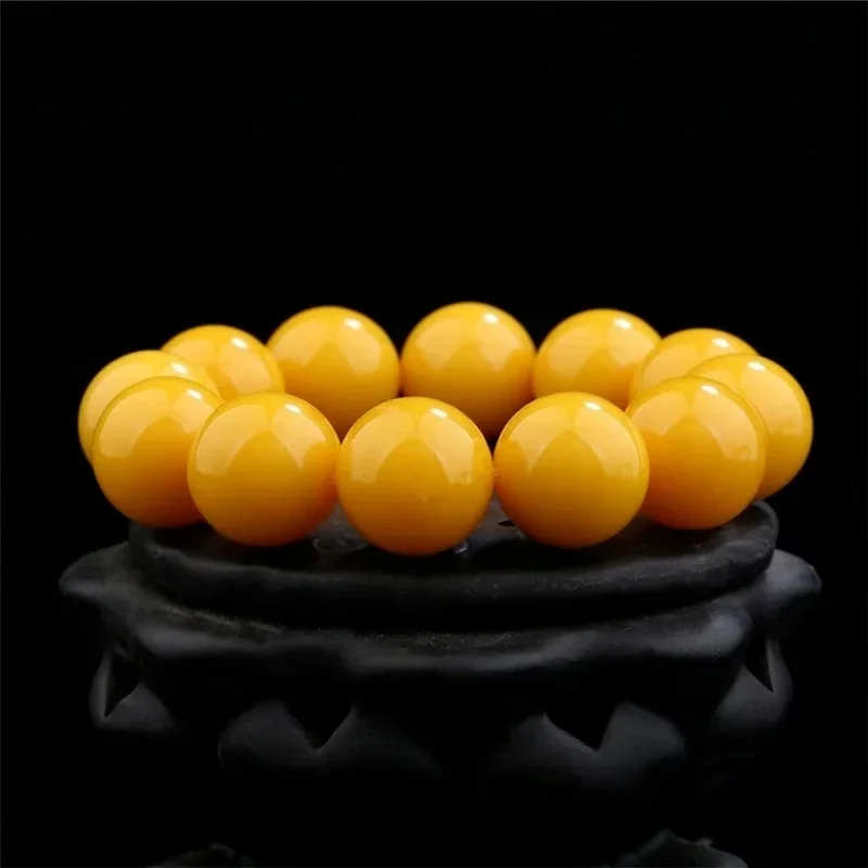 

Куриное масло, желтый пчелиный воск, круглый браслет из бисера, один круг, янтарный браслет, мужской браслет из старого пчелиного воска, ретро браслет из бисера Будды, подарок