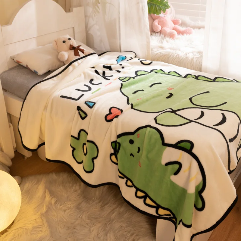 

Four Season Universal Thin Nap Blanket Coral Fleece Throw Blanket Kindergarten Dormitory Cute Cartoon Blanket 100*140cm