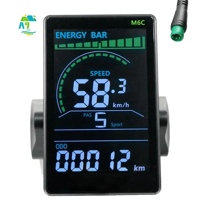 

A09E-M6C Electric Bike LCD Display Meter 24V-60V E Scooter LCD Panel Color Screen Parts With USB For Mountain Electric Bike (5PI
