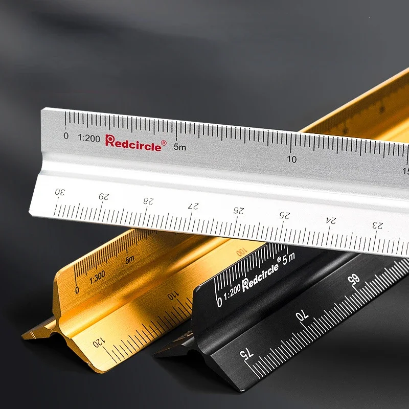 Triangular Aluminum Alloy Scale Building Interior Design Drawing Solid Ruler Tool Scale Accurate / Durable Wear-resistant 30CM