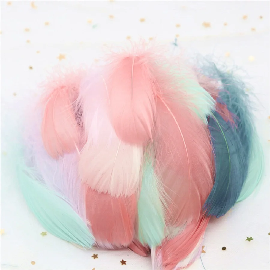 100pcs 6-12 cm Middle Floating Goose Feather Natural Colourful Feather for Wedding Party Clothing Decoration DIY Craft Feathers