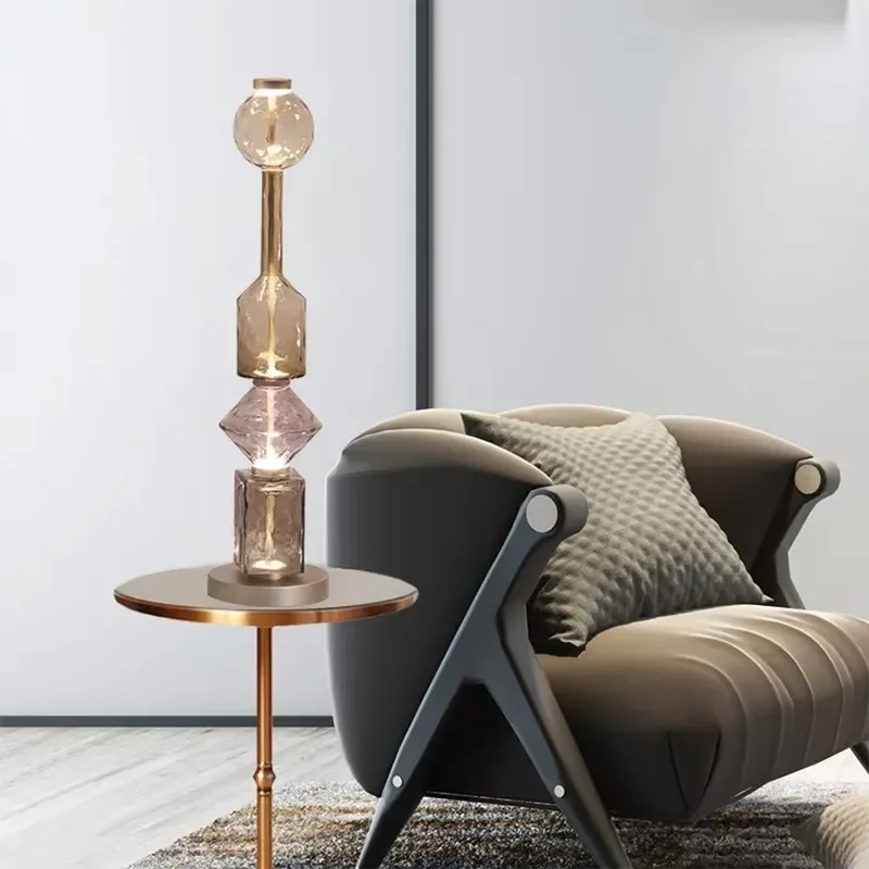 Wrought iron glass multi-geometric shape table lamp spherical prism diamond cube lampshade table lamp is suitable for