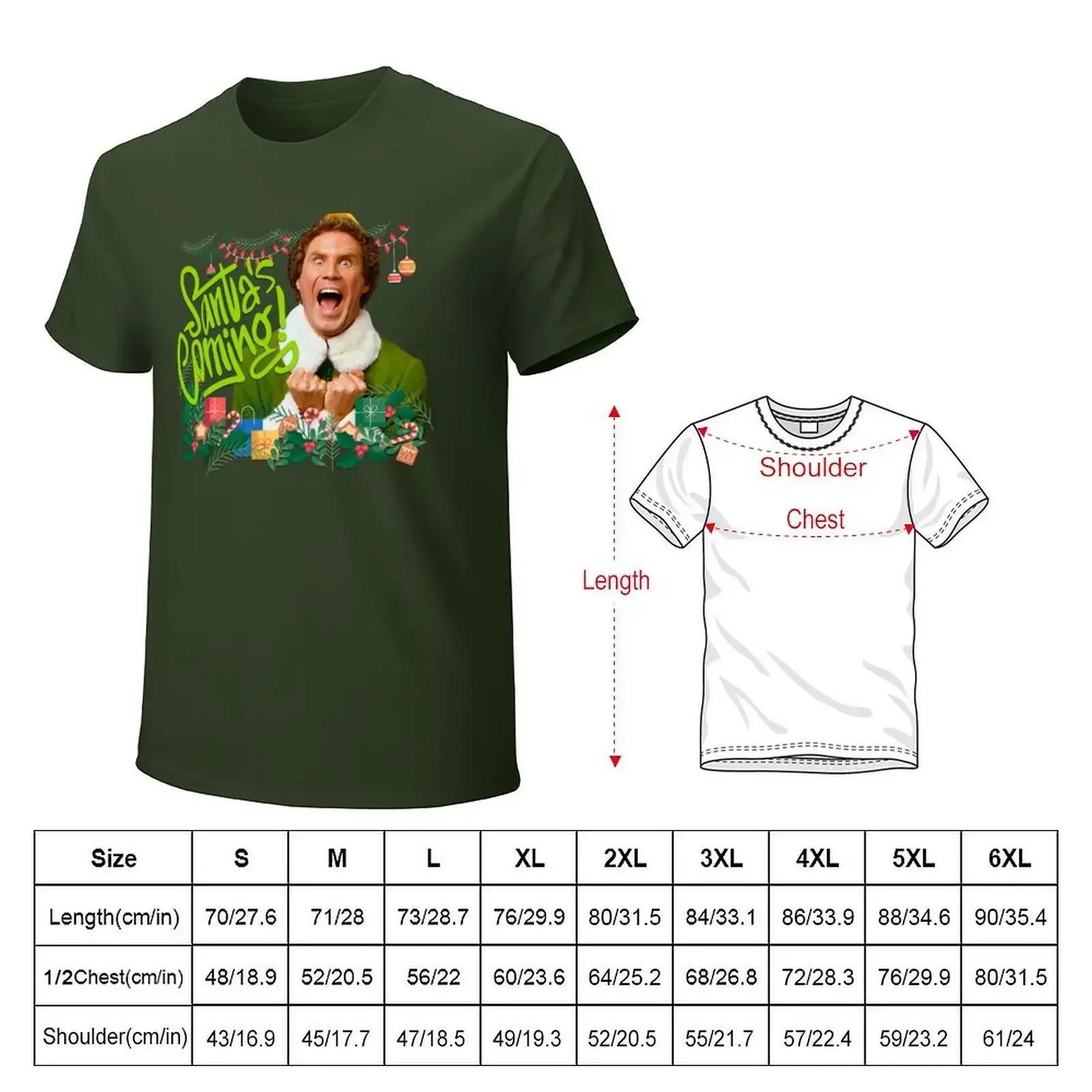 ELF Buddy Santa's Coming T-shirt summer tops new edition sweat shirts, men