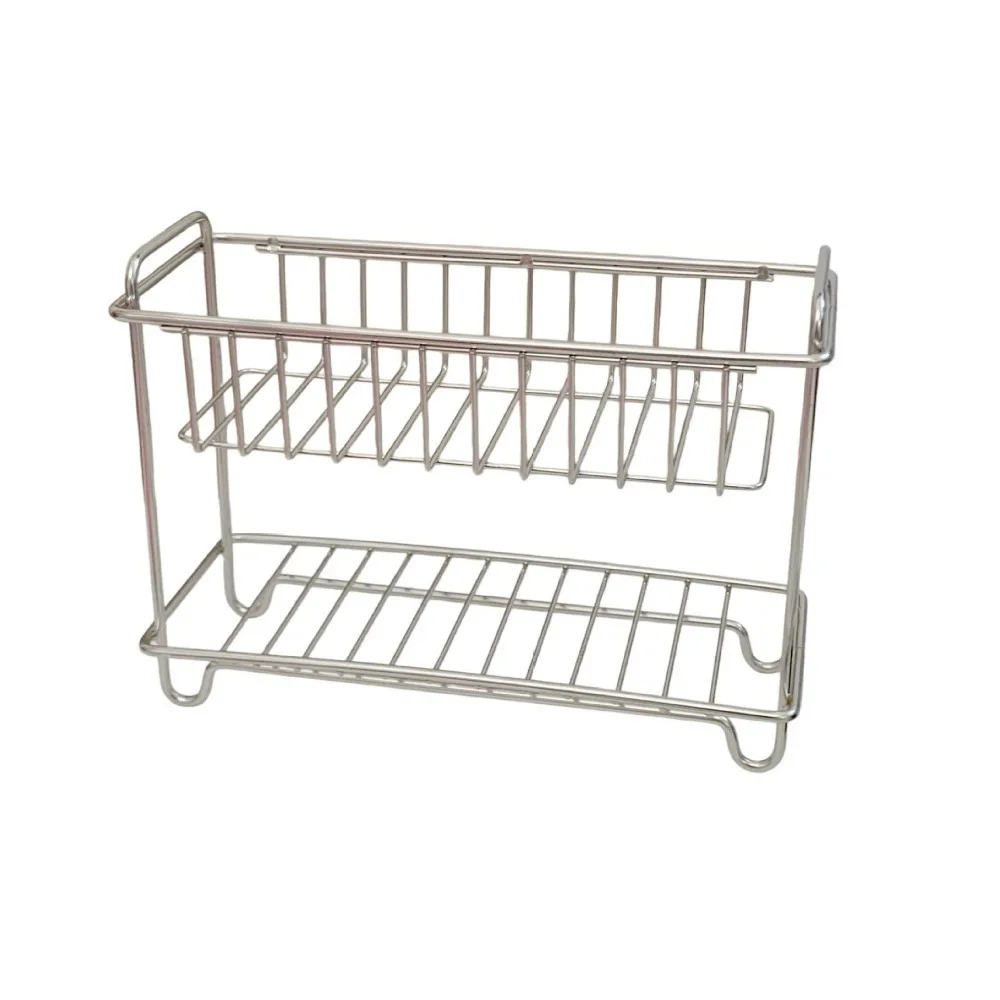 

Double Layers Stainless Steel Storage Rack Space Saving Large Capacity Cosmetic Storage Rack Waterproof Modern Kitchen Organizer