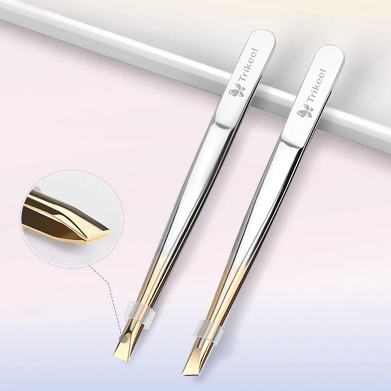 Edelstahl Flach/Schräg Spitze Multifunktions Pinzette Augenbraue Pinzette Gesicht Haar Entfernung Make-Up-Tool Falsche Wimpern Pinzette Werkzeug