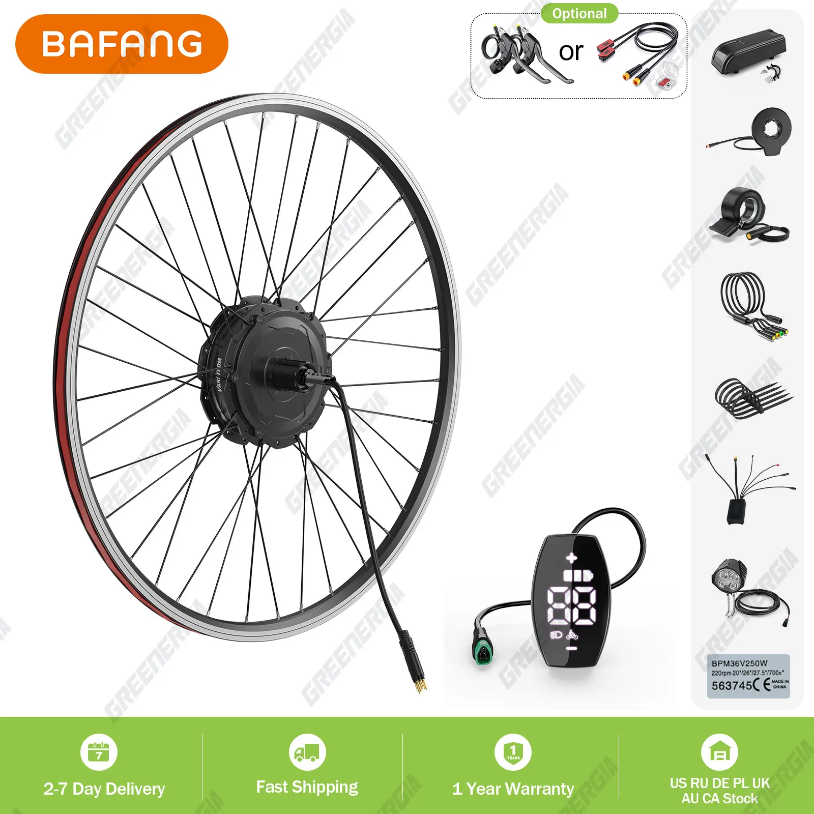 

Varstrom Front Hub Motor Ebike Conversion Kit 500W 48V Rear Motor Wheel Engine Gear Drive125EVH 20-29 700C Electric Bicycle Kits