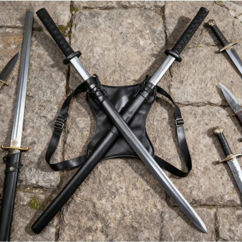 

Medieval double shoulder scabbard Viking leather sword strap divine restoration retro COSPLAY double shoulder adjustable design