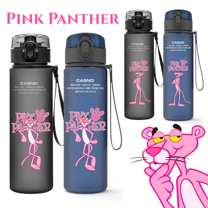 

Pink Panther Sports Water Bottle Large Capacity Men Women Summer Portable Plastic Bottle for Outdoor Travel Fitness Drinkware