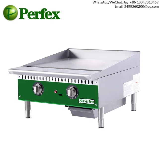 

2026Perfex 2 Burner Gas Griddle Thermostat Control 25mm Grill Board Commercial Kitchen Equipment
