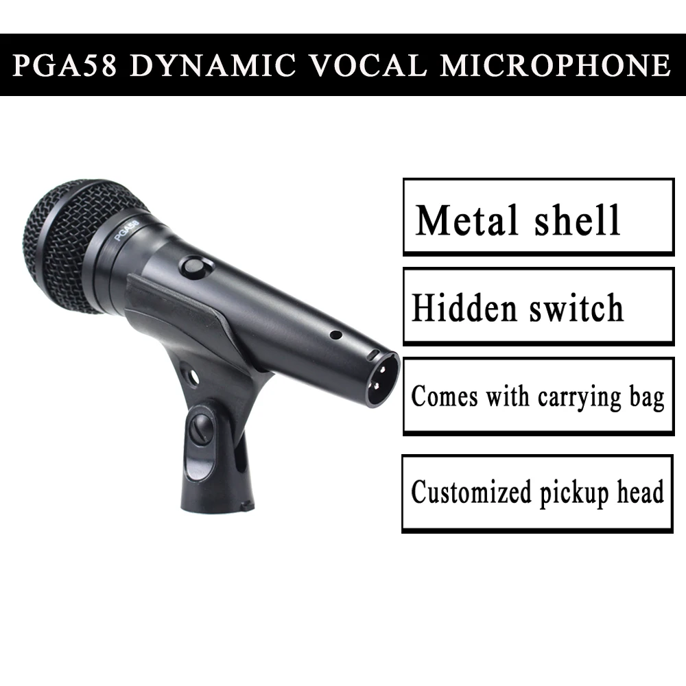 PGA58 Professional Handheld Wired Microfone Cardioid Dynamic Vocal Wired Microphone for Karaoke Live Vocal Performance