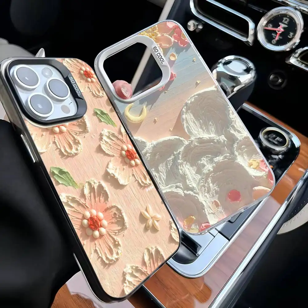 

Beautiful Oil Painting Flowers Phone Case For iPhone 16,15,14,13,12,11,Mini,Pro,MAX White Matte Shockproof Cover