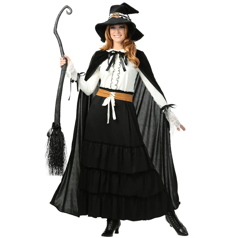 

Halloween Gothic Witch Wizard Cosplay Costume Female Adult Dark Wizard Costume Carnival Cosplay Evil Vampire Performance Dress