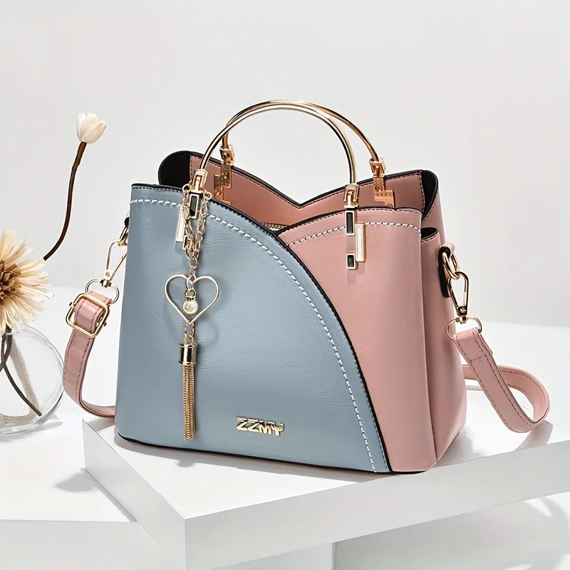 

2024 New Trendy Handbag Korean Edition Color Contrasting Large Capacity Fashionable Single Shoulder Crossbody Bag