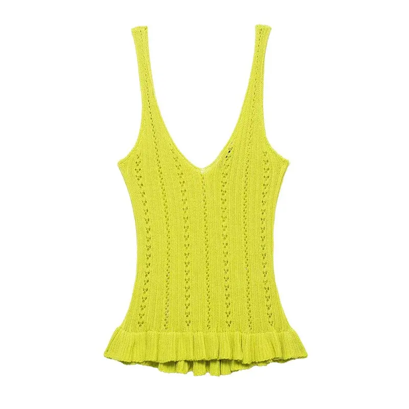 Nowa damska dzianina na lato 2025, warstwowa, zdobiona haftem, sweter z włókna akrylowego, idealny do pracy.