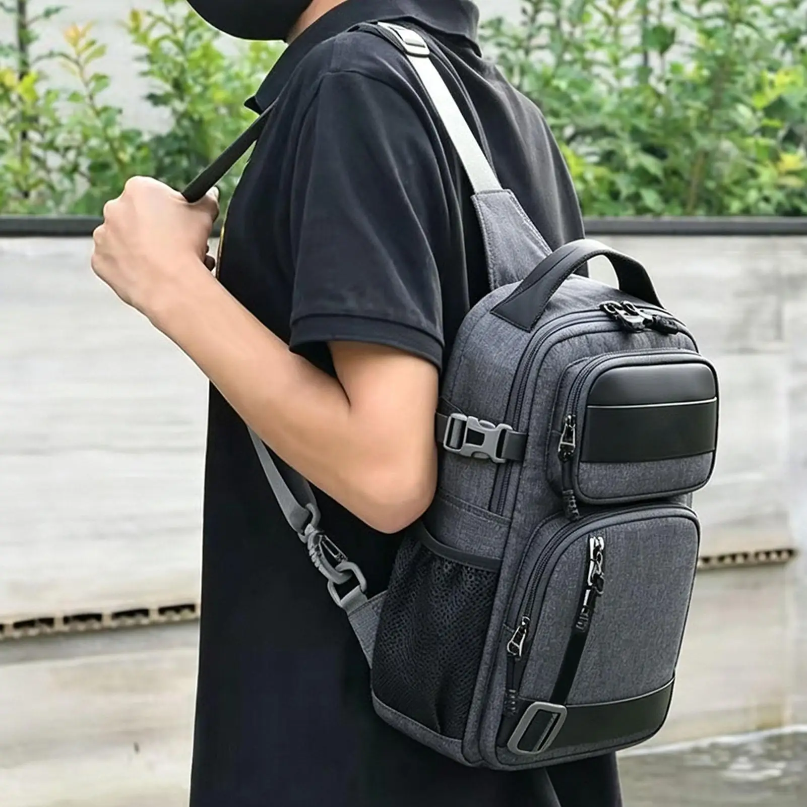 Body Bag For Men Adjustable Oxford Cloth Casual Lightweight Pouch Shoulder Backpack Chest Bags For Commuter Cycling Gym Sports