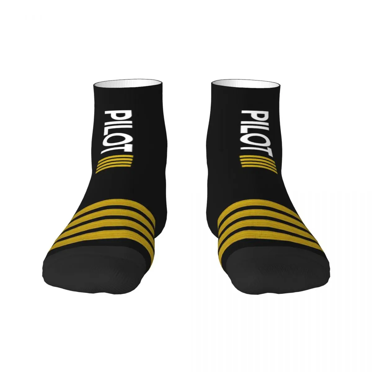 Funny Men's Pilot Captain Stripes Dress Socks Unisex Warm Comfortable 3D Print Aviation Airplane Aviator Crew Socks