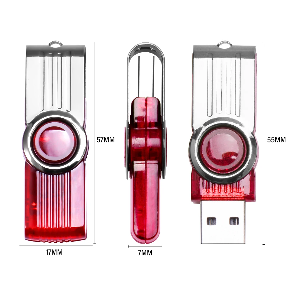 Rotatable Silver USB Flash Drive 64GB Black Red Memory Stick Green Purple Pen Drive 32GB Blue Pendrive Free Key Chain U Disk 16G