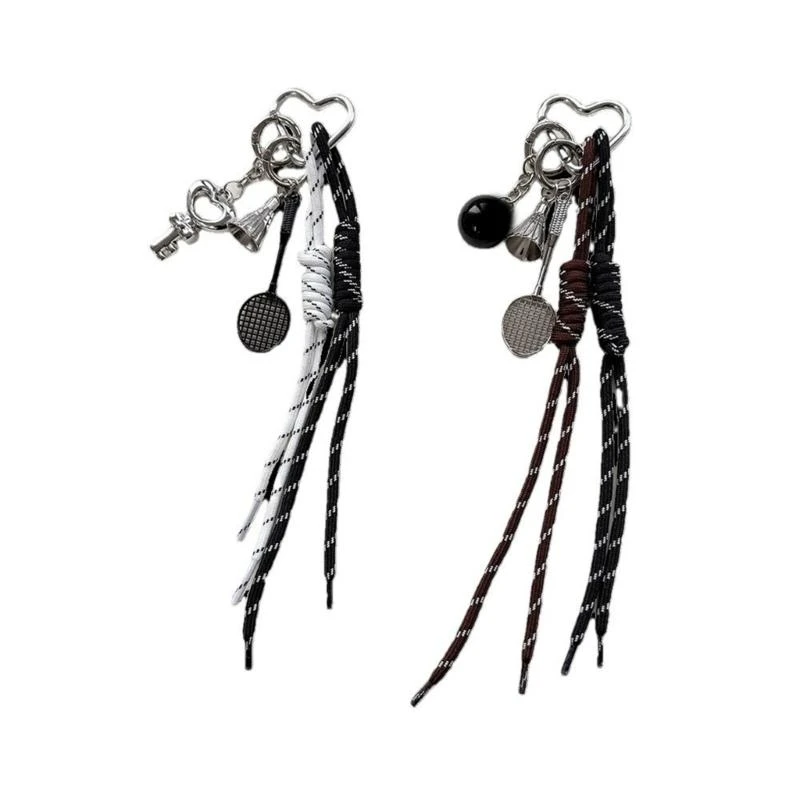 

X5XA Unique Badminton Shaped Bag Accessory Alloy Keyring Fashion Key Holder Bag Charm