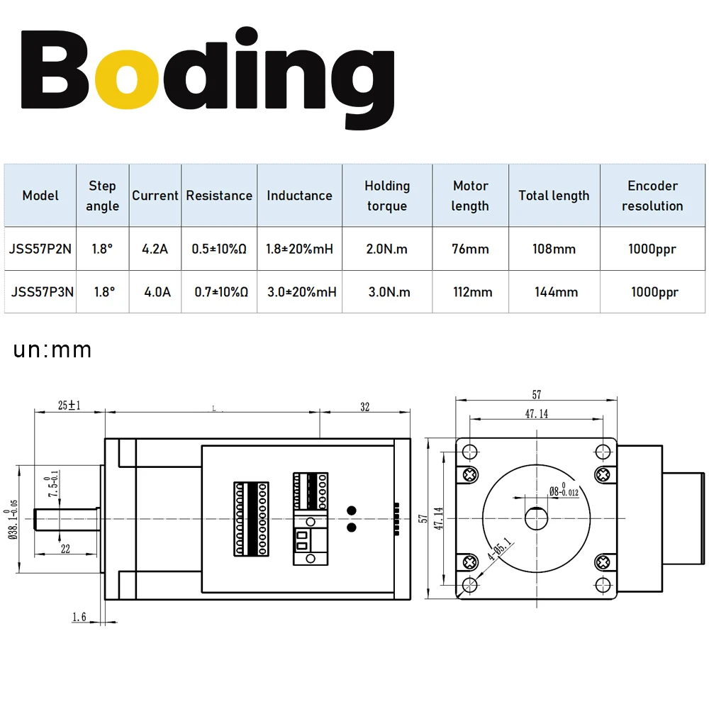 Boding Nema23 Integrated Step Servo Motor With Driver 1.5nm Jss57p1n 2nm Jss57p2n 3nm Jss57p3n