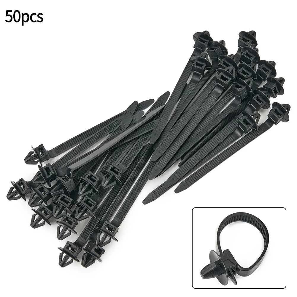 

50 Pcs Car Nylon Cable Tie Hose Clamp Fastening With Black Fastener Clamp Automobiles General Interior Accessories