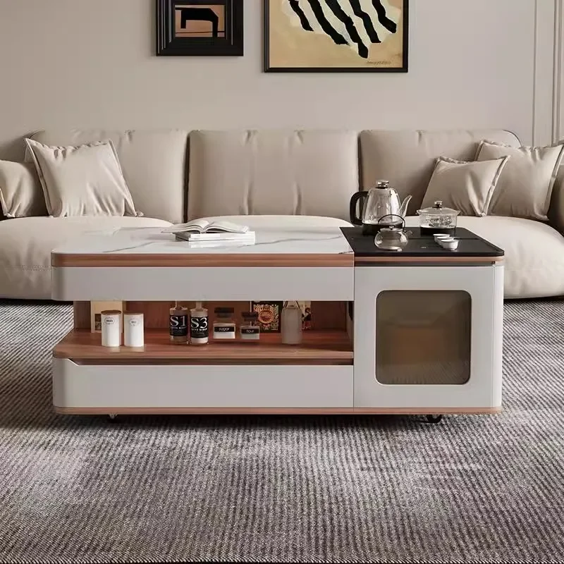 LX متعددة الوظائف لوح الصخور طاولة شاي الكونغ فو الحديثة بسيطة تلسكوبي غرفة المعيشة المنزلية المتنقلة شقة صغيرة الشاي المتكاملةSSS