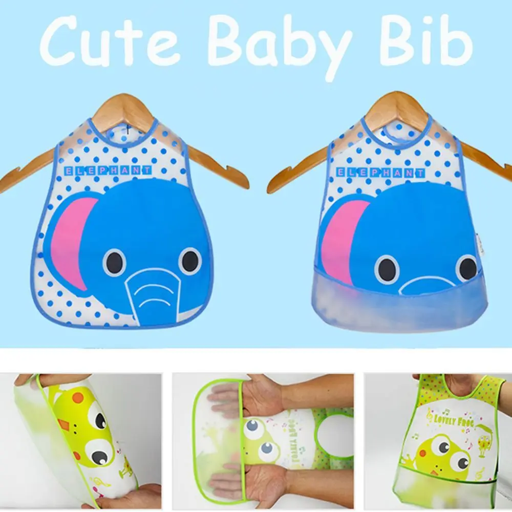 & Child Pocket Folding Safe Saliva Plastic Kids Kid Feeding Soft Pattern Translucent Cloth Lunch Towel Waterproof Baby Bibs