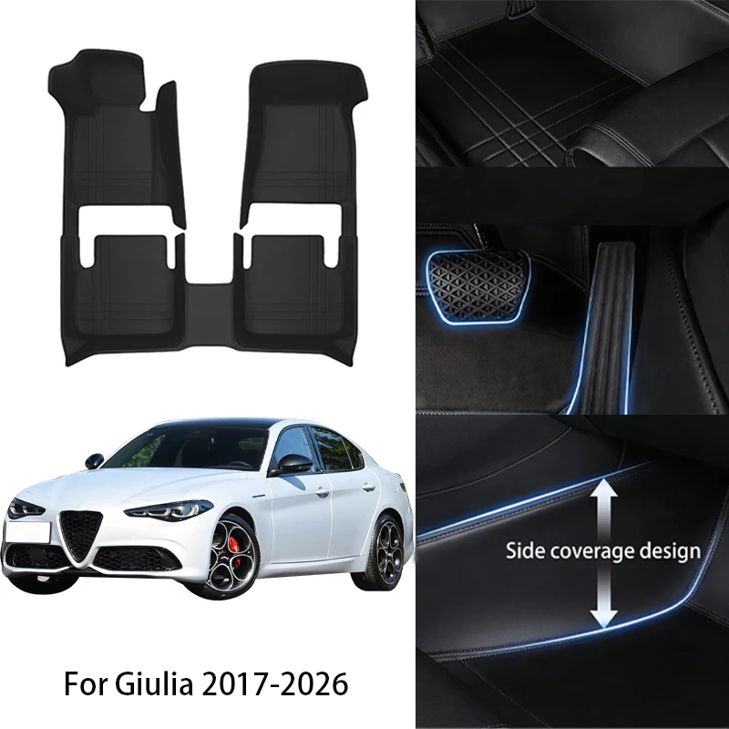 Custom Fit PU Leather Car Floor Mat For Alfa Romeo For Giulia Stelvio Tonale 2017-2025 Luxury Full Set Auto Interior Accessories