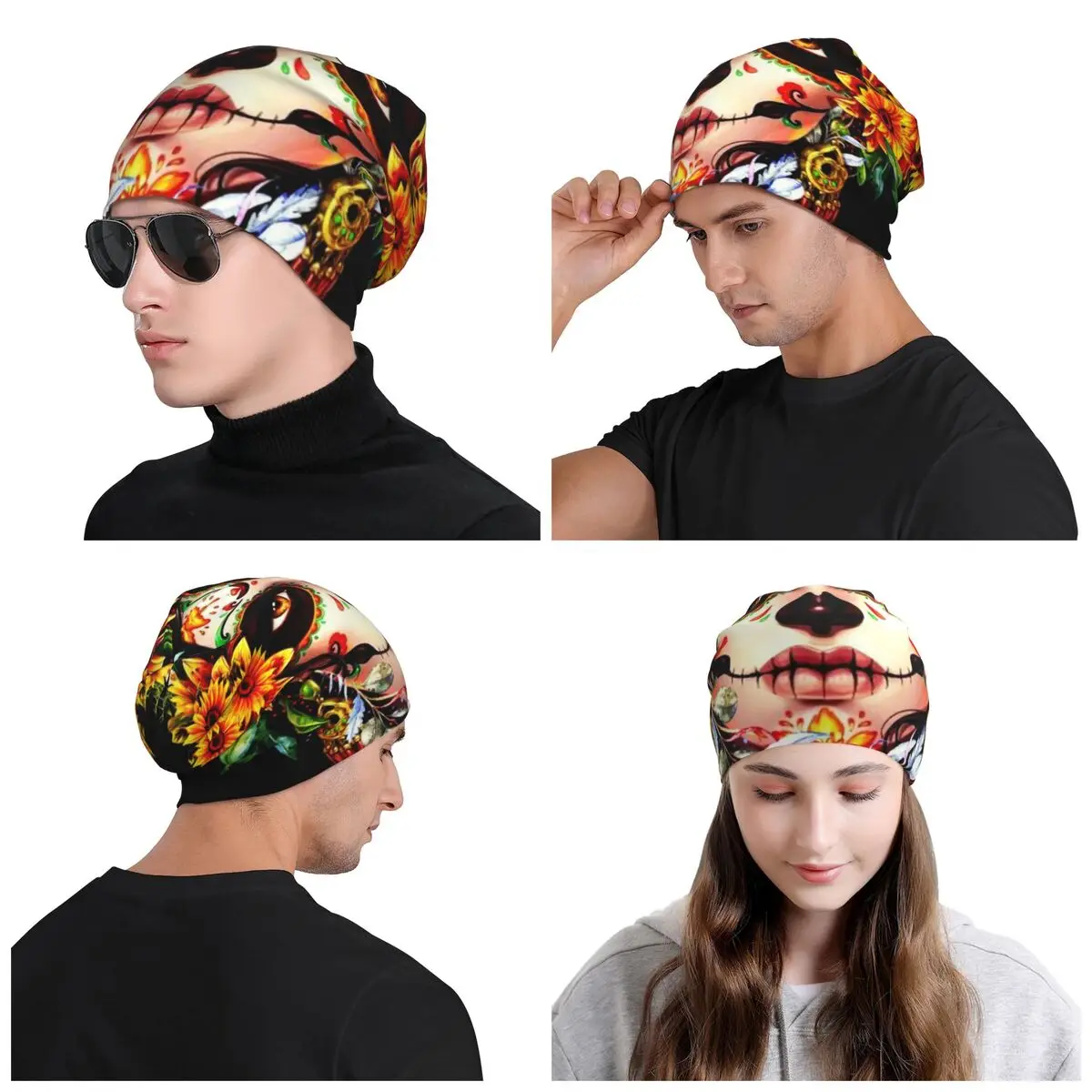 Catrina Beanie Cap Winter Warm Bonnet Homme Knit Hats Cool Outdoor Mexican Sugar Skull Girl Skullies Beanies Hats For Men Women