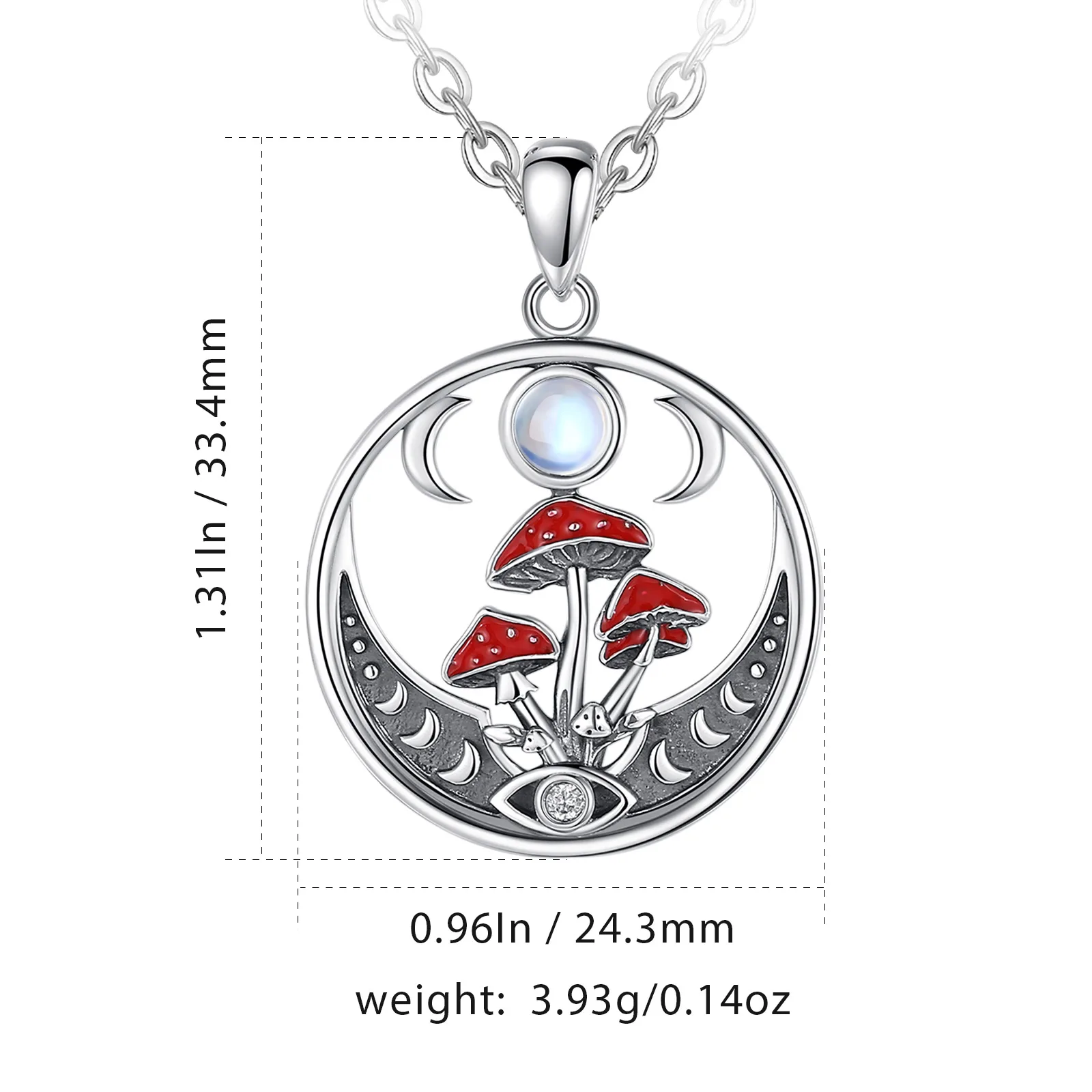 Eudora 925 Sterling Silver Mushroom Necklace for Women Moon Phase Nudo de Bruja Amulet Pendant Witches Jewelry Personality Gift