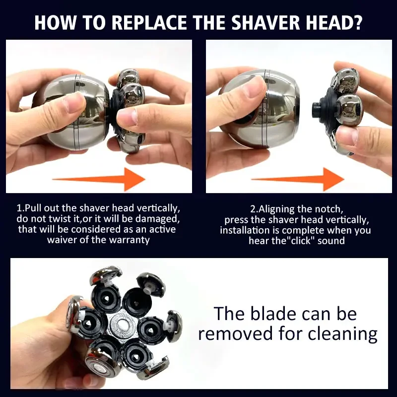 Электрическая бритва 5 в 1, бритва для лысинок, 7D плавающий резак, триммер для бороды, машинка для стрижки бороды, IPX5, водонепроницаемая бритва, USB, беспроводная зарядка