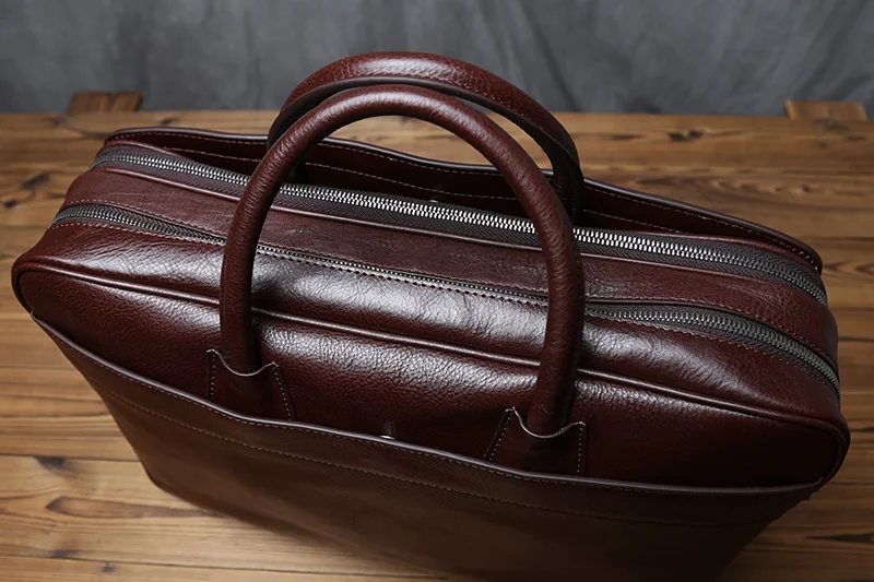 NZPJ Echtes Leder Herren Aktentasche Vintage Natürliche Rindsleder Handtasche Große Kapazität Umhängetasche Lässige Mode Computer Tasche – Detail 15