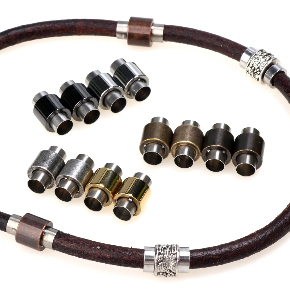 

2Set/Lot Stainless Steel 7 Colour Magnetic Clasps Hole 6mm Leather Cord Bracelet Magnet Buckle Closure DIY Jewelry Making