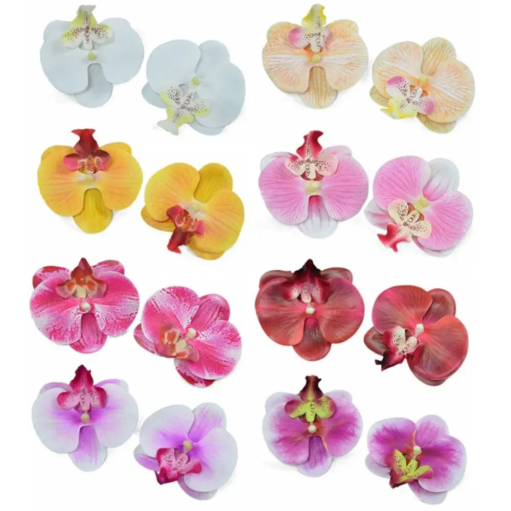 2pcs Korean Style Butterfly Orchid Artificial Flower Scrapbooking Handmade Artificial Butterfly Orchid 8.5cm DIY