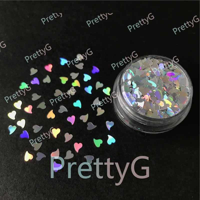 

PrettyG 1 Box Crooked Heart Glitter Shape Sequins Sweet Love Heart Glitter Flakes For DIY 3D Nails Art Decorations Accessories