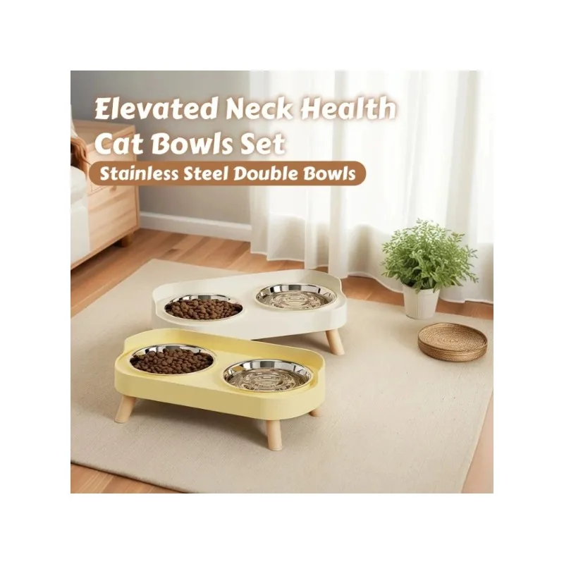 

Fire Fashion Pet Food And Water Station Dual Stainless Steel Bowls with Neck Support for Cats And Dogs BHL1711-FRO