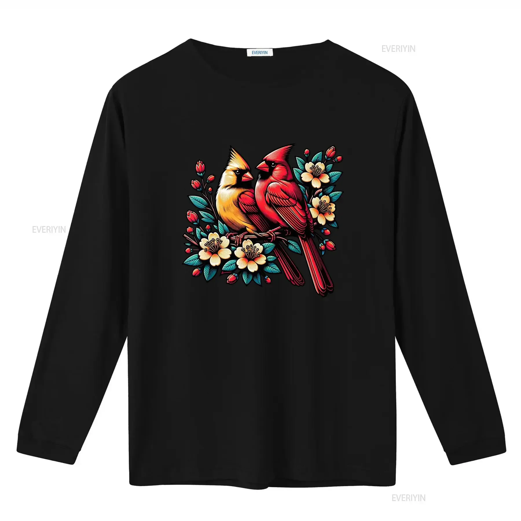 Adorable Red Cardinal Pair on Blooming Branch Spring Lovers T Shirt vintage Washed Comfortable designer clothes Slightly