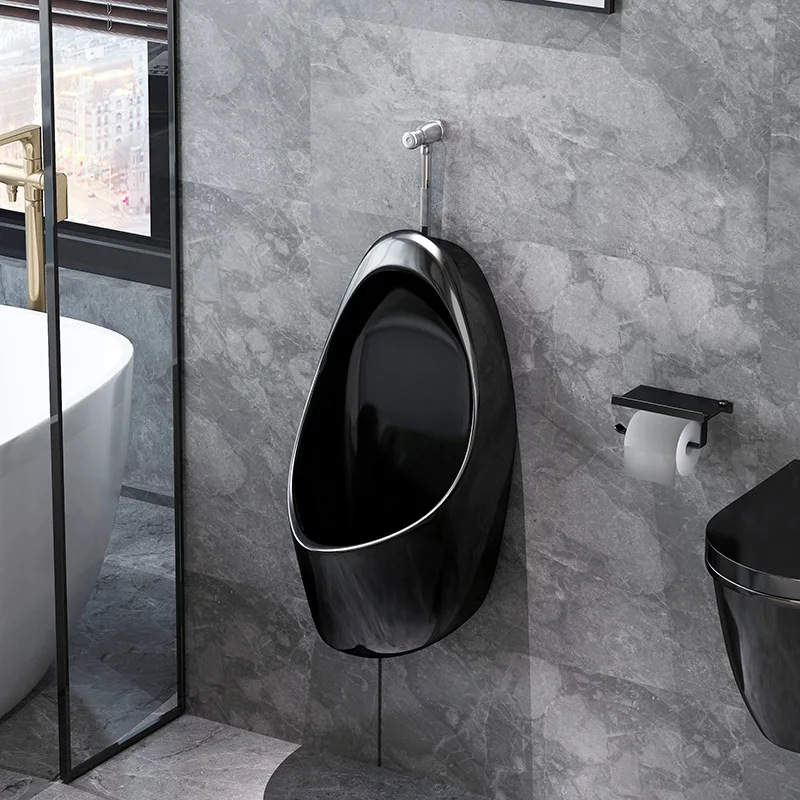 Nordic black personality induction urinal, wall-mounted hotel home public bathroom adult men hanging toilet