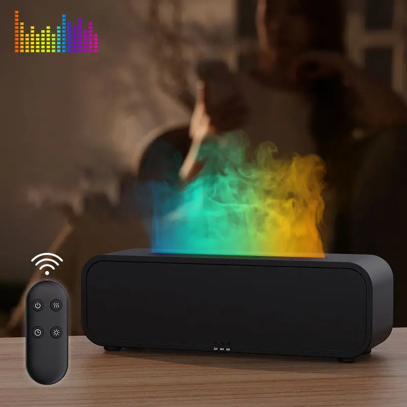 Simulated Flame Diffuser Aromatherapy 7color Light Mute Anhydrous Power Off Protection Fast Humidification Can Add Essential Oil