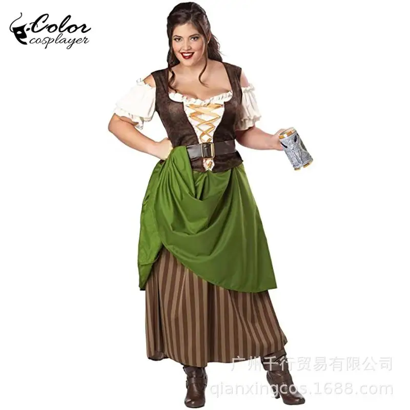 كرنفال بافاريا ثوب سيدة القرون الوسطى فستان مهرجان أكتوبر تأثيري حلي قصيرة الأكمام رداء المرأة مرحلة مهرجان الزي الطرف