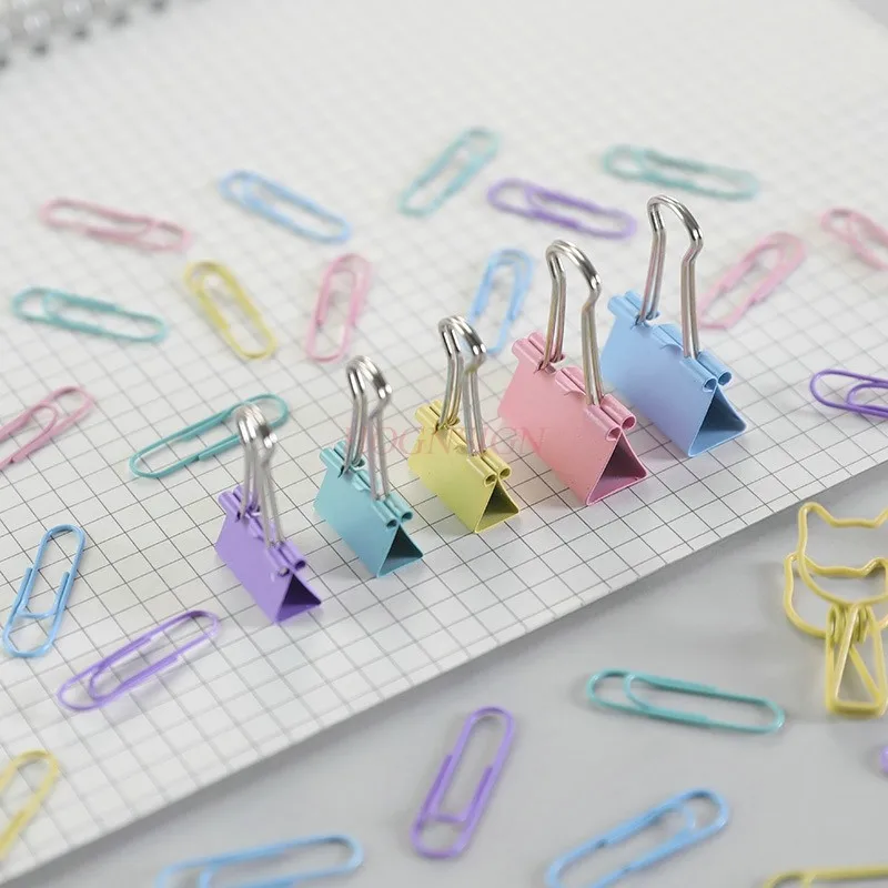 Colorful long tail clip multi-functional combination set stationery dovetail clip office supplies metal clip paper clip