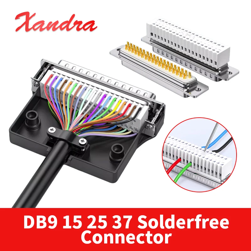 Conector Industrial DB9 DB15 DB25 DB37 sin Soldadura, Conector de Puerto Serie RS232, Adaptador de Terminal Macho y Hembra de 9, 15, 25 y 37 Pines