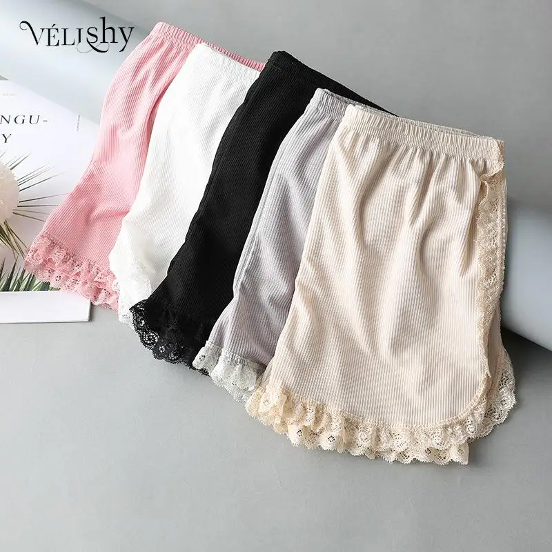 Frauen Sommer Side Lace Sicherheit Shorts Solide Süße Lose Elastische Kurze Hosen Damen Anti-walking Boxer Briefs Sicherheit Böden