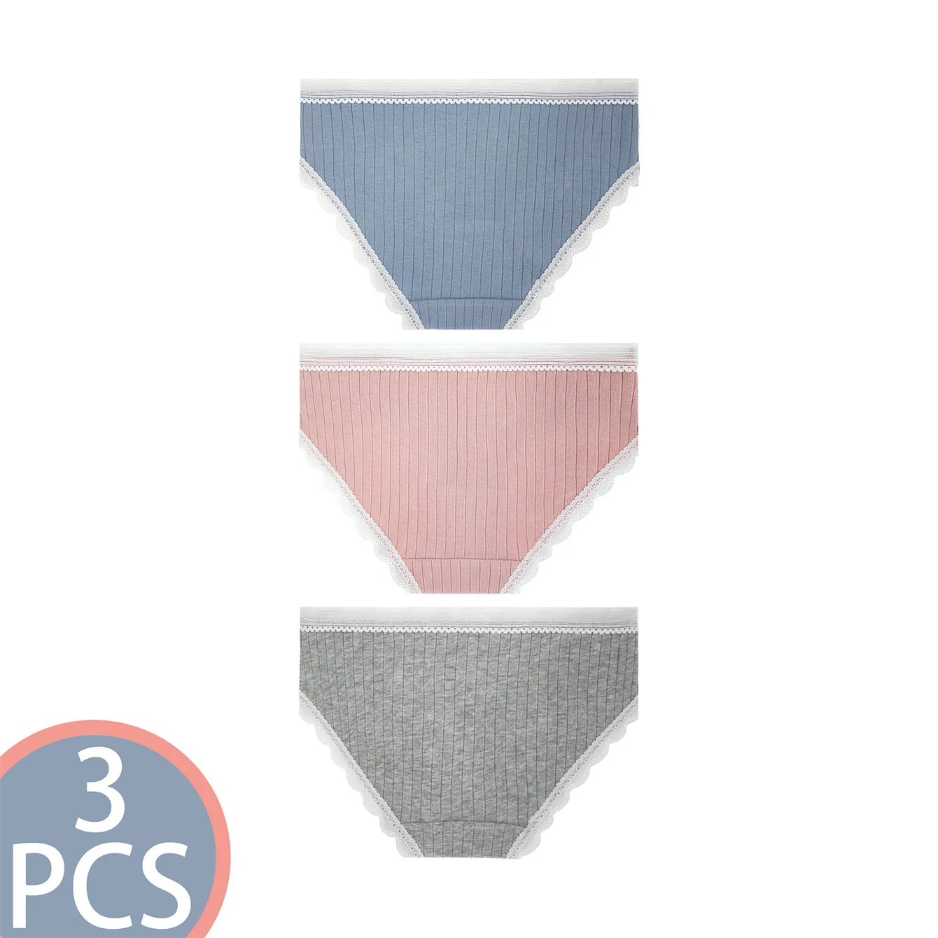 3 pairs of 8-12 years old mixed color lace splicing cotton lovely bow comfortable girls' briefs girls students breathable briefs