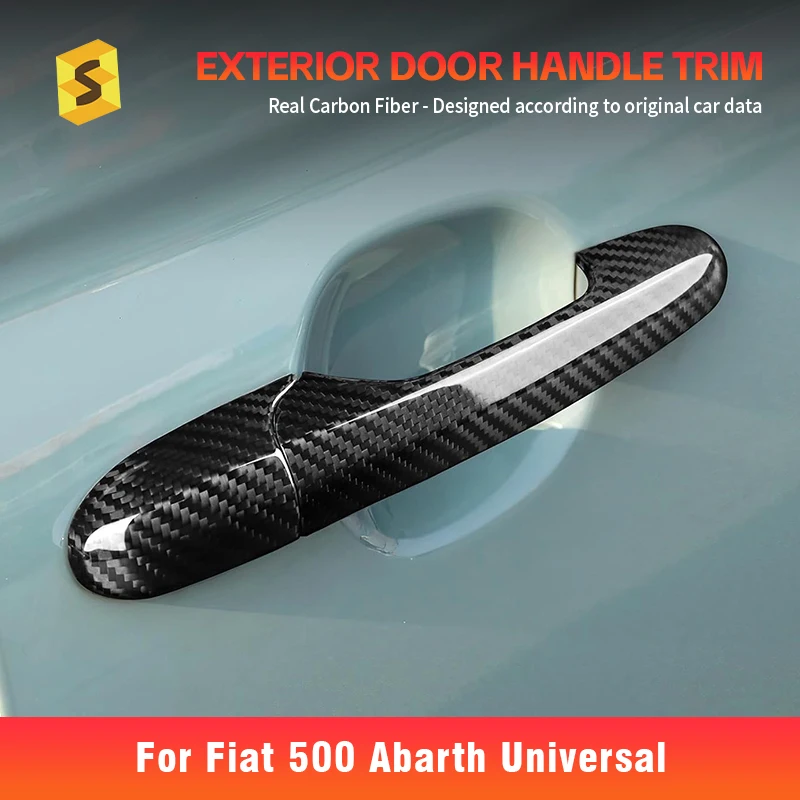 

Для Fiat 500 2008-2023 Abarth 595 595C 2012-2023 695 2010-2023 крышка дверной ручки из настоящего твердого углеродного волокна, карбоновая дверная ручка