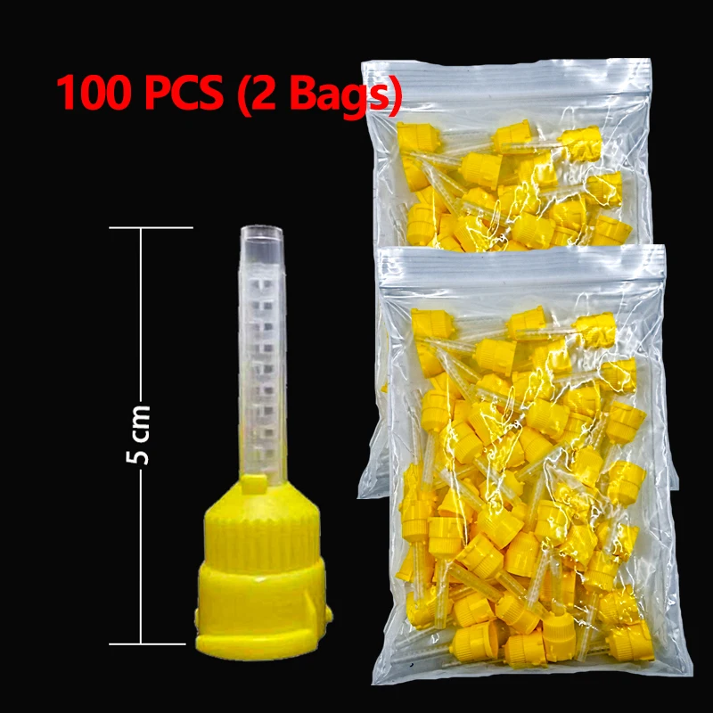 50/100PCS Dental Mischen Tipps Silikon Gummi Mischen Spitze Dental Abdruck Materialien Mischen Rohr Prothese Labor Farbe Rohre