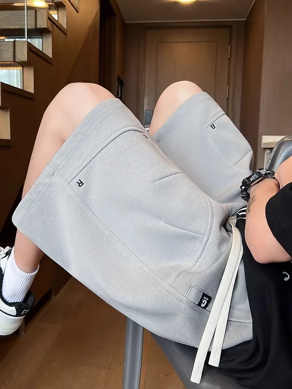 

Мужские летние повседневные свободные прямые брюки-капри из плотного хлопка в американском уличном стиле, модные спортивные штаны