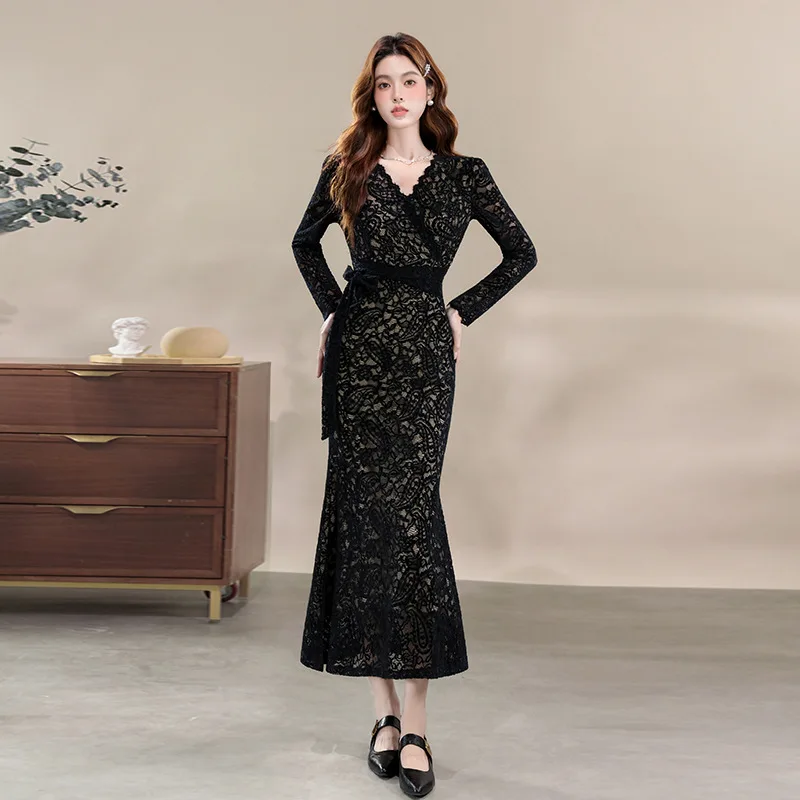 

Lace Dress Women V Neck Bodycon Pencil Dresses Spring Summer Elegant Evening Party Mini Dresses