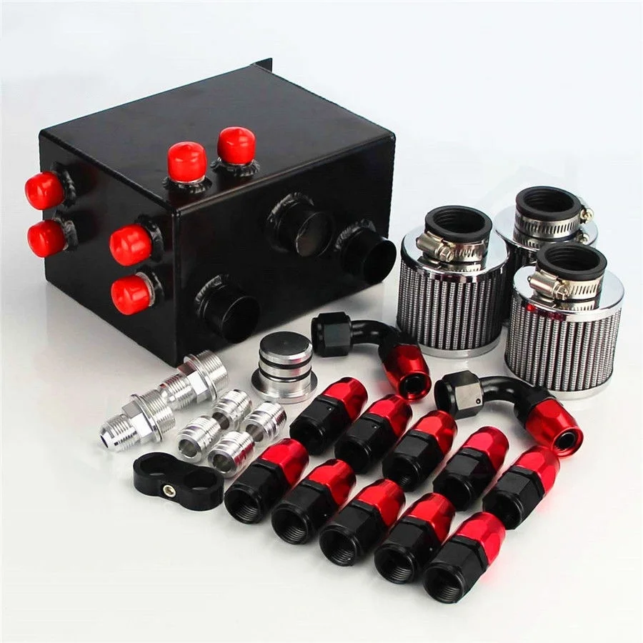 Race Hose Kit Power Driven Oil Catch Can Breather Fuel Tank For EG EK DC