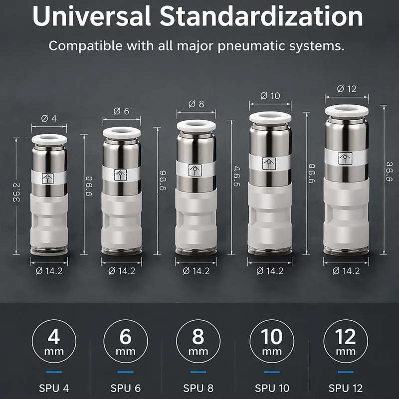 SPU Pneumatic Check Valve 4mm 6mm 8mm 10mm 12mm One Way Non Return Air Fitting Push In Quick Connect Joint for PU Tube Hose